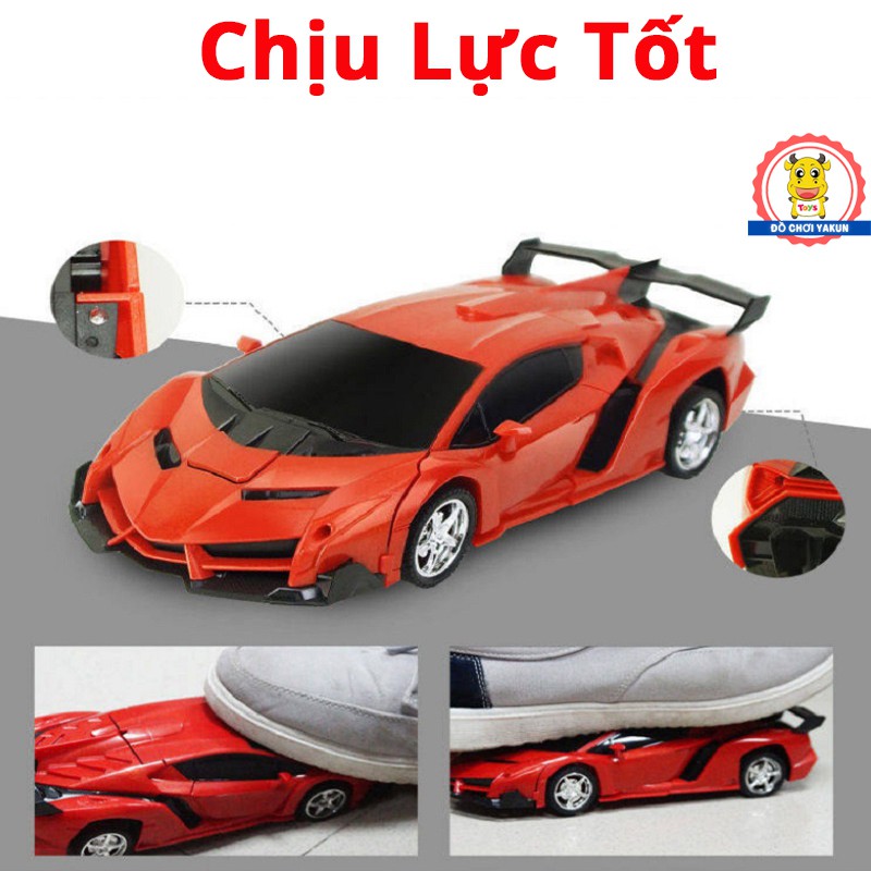 Xe điều khiển từ xa biến hình robot đồ chơi ô tô cảnh sát tốc độc cao cho bé tặng kèm 5 pin AA
