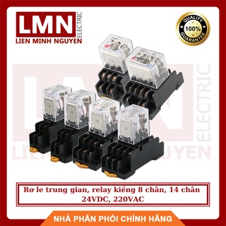 (Combo 10) Rơ le trung gian, relay kiếng 8 chân, 14 chân 24VDC, 220VAC giá rẻ