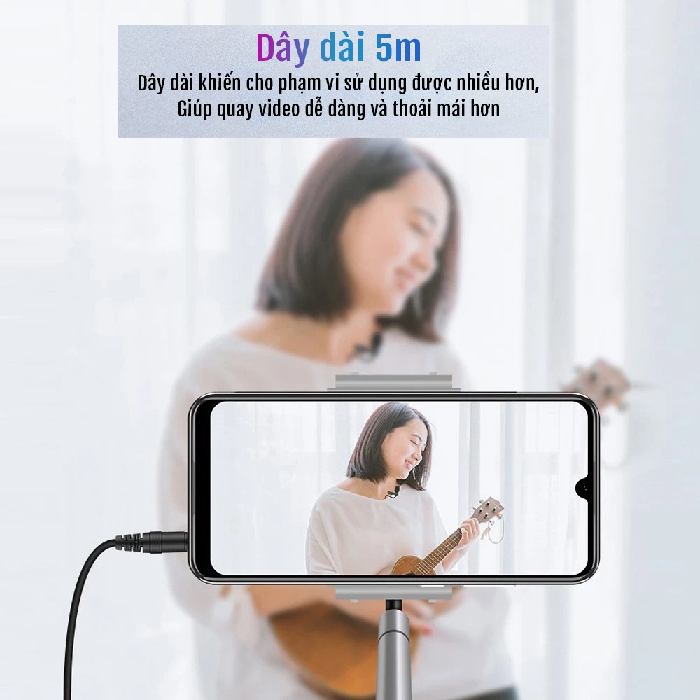 Mic thu âm cài áo Takstar TCM-400 dây dài 5M, tương thích với mọi thiết bị, phù hợp để quay video chất lượng thu âm cao