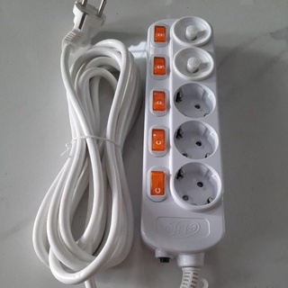 Ổ cắm điện kéo dài hàn quốc 5 lổ, 5 công tắc, 2 nắp, 5m eLife
