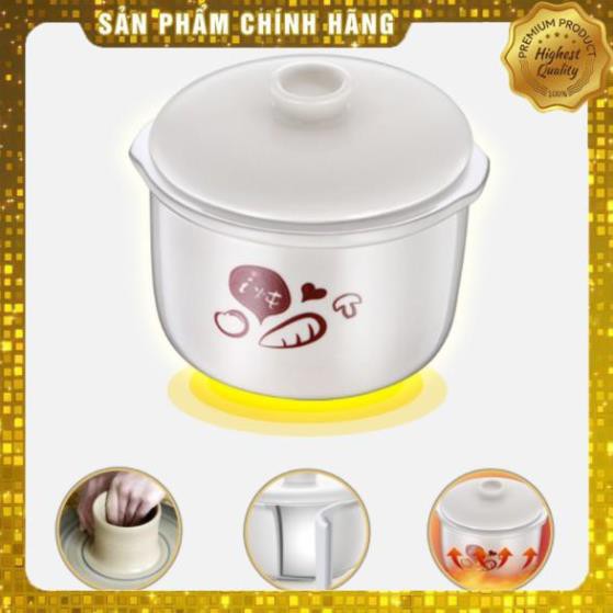 Nồi ninh hầm Bear B08C1S, nấu cháo, chưng yên, hấp cách thủy, sử dụng gốm sứ cao cấp