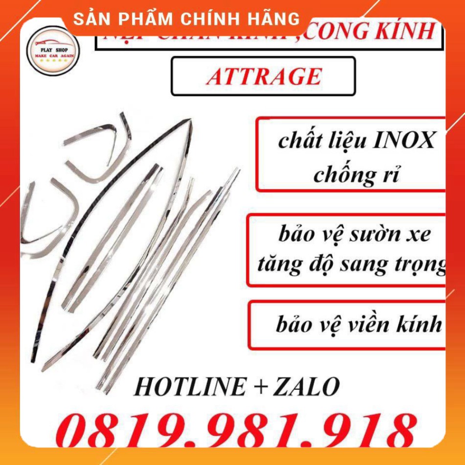 Nẹp Chân Kính, Cong Kính Inox Xe ATTRAGE Sáng Bóng, Không Rỉ Cao Cấp- FREE SHIP