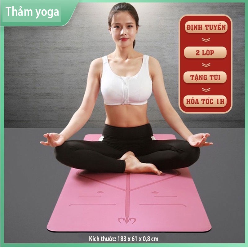 Thảm Tập Yoga Gym Định Tuyến 2 Lớp Cao Cấp An Toàn Sức Khỏe Thảm Yoga Gym Chất Liệu TPE Xốp Mềm Chống Trượt TẶNG KÈM Túi