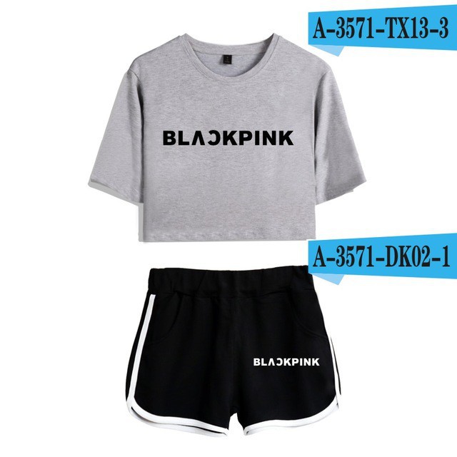 Bộ Đồ 2 Món Áo + Quần Short In Hình Blackpink Thời Trang Mùa Hè Quyến Rũ Cho Nữ