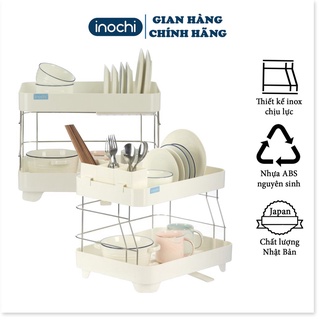 Kệ đựng chén  -Bát Nhựa Inox 2 Tầng Inochi Có Khay Thoát Nước Thông Minh Tiện dụng hàng chính hãng