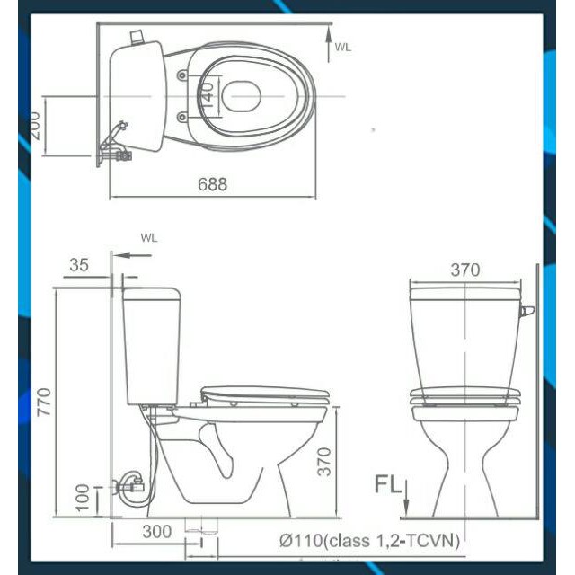 Bàn cầu 2 khối cao cấp inax C-117VA - C-117VAN