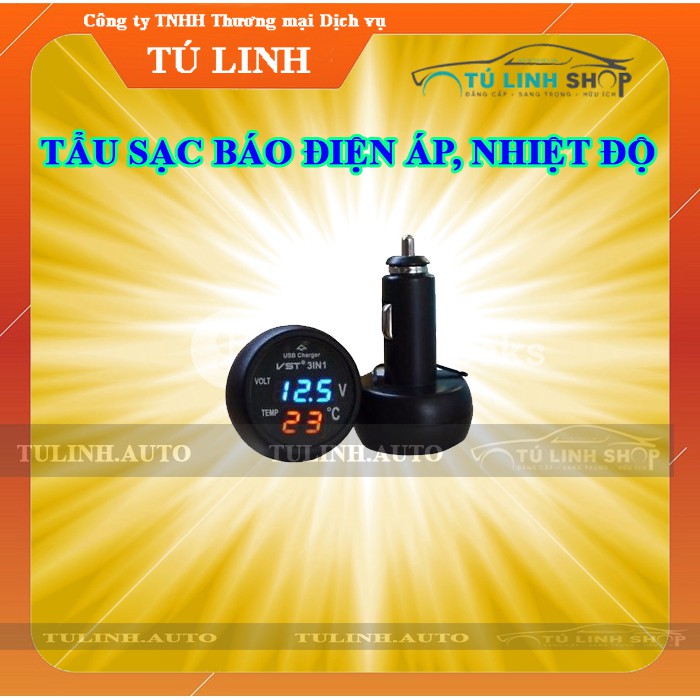 Tẩu sạc,báo điện áp và nhiệt độ trên ô tô