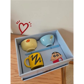 [ SẴN SET CÓ HỘP ] Set bộ ăn gốm sứ cậu bé Shin phong cách Nhật