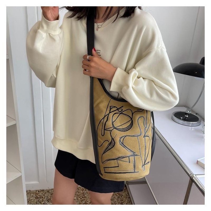 Túi Xách Vải canvas Gylb1594 Mẫu Mới 2022 In Họa Tiết Đơn Giản Cho Nữ