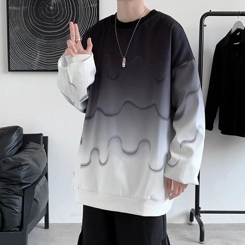 Áo Thun Tay Dài Dáng Rộng Phối Màu Độc Đáo Phong Cách Hàn Quốc Hợp Thời Trang Cho Nam