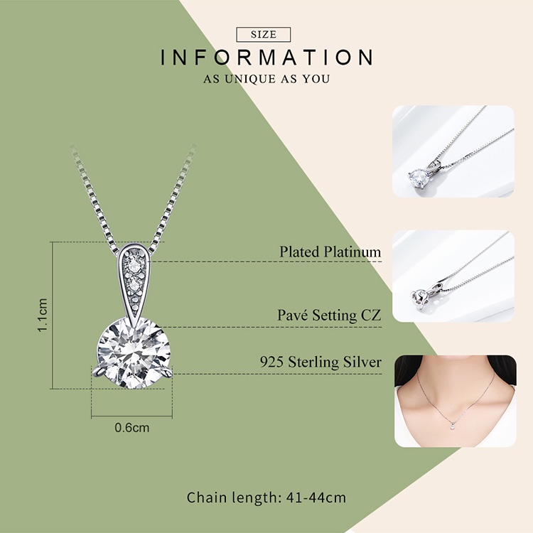 Dây chuyền BAMOER SCN314 bằng bạc 925 có phụ kiện lấp lánh trang sức thời trang cho nữ