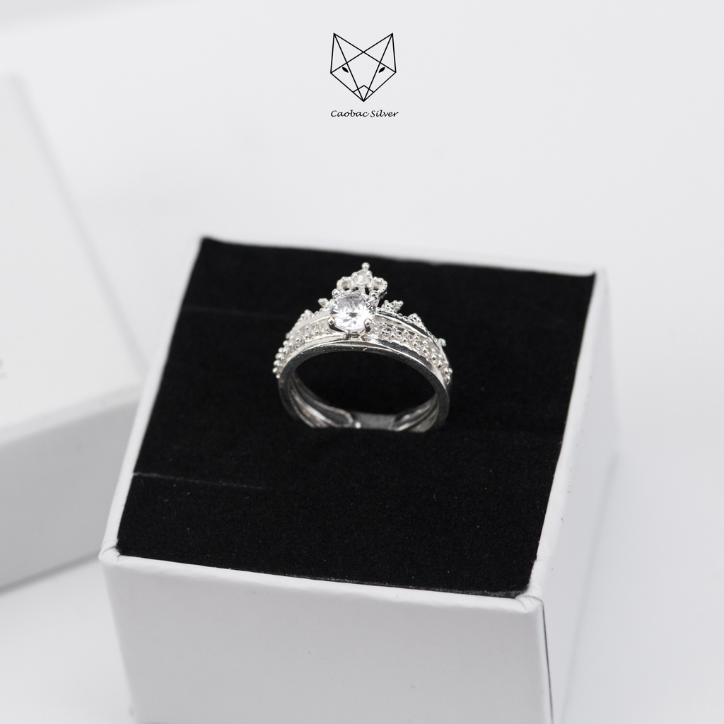Nhẫn Bạc Ta Cao Cấp CaoBac Silver Vương Miện Ghép Đính Đá Sang Trọng Dành Tặng Riêng Cho Bạn Gái