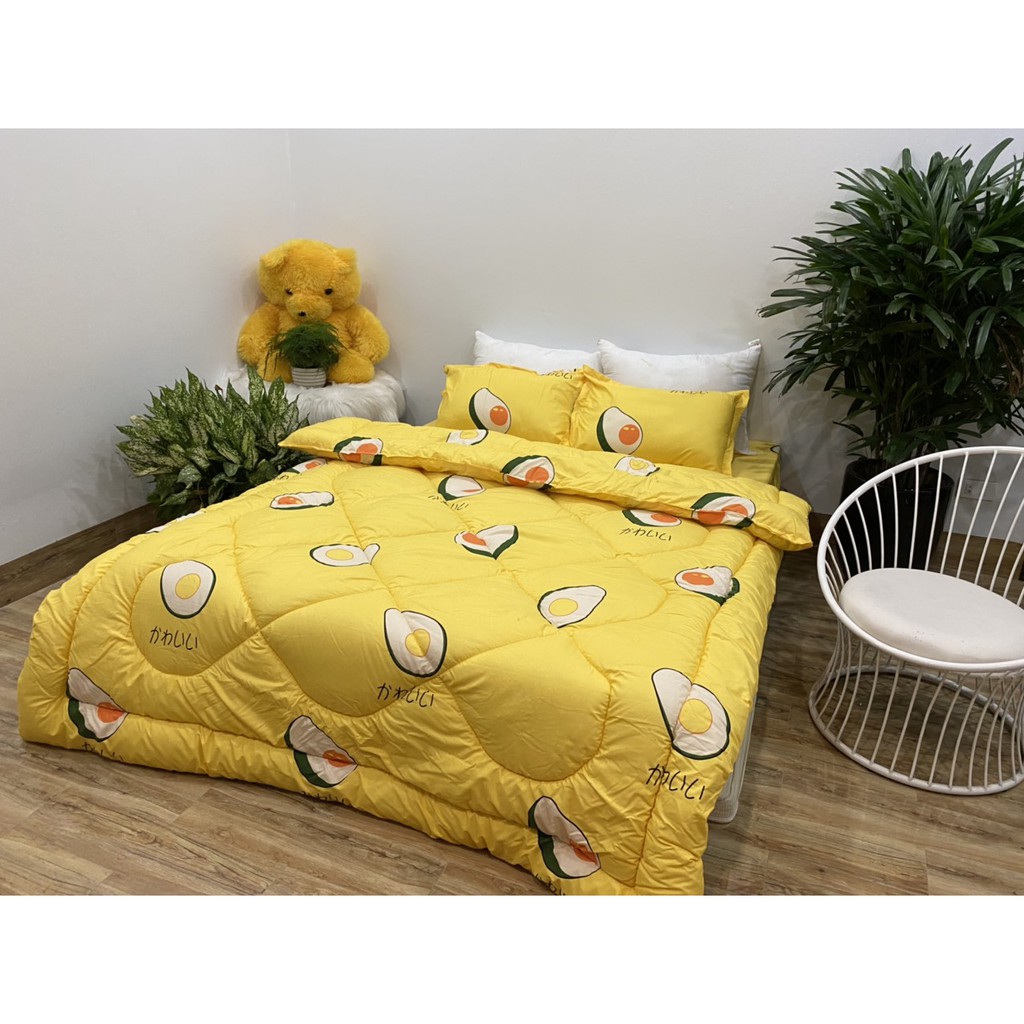 Bộ Ga Gối Mẫu 2021 cotton poly 1m6x2m,1m8x2m-HCM bơ vàng