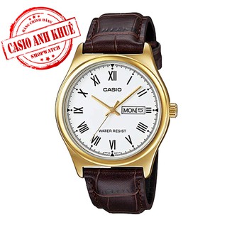 Đồng hồ casio nam dây da chính hãng anh khuê mtp-v006gl-7budf