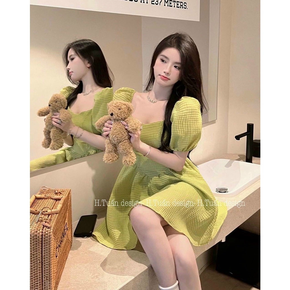 D41 Đầm Xòe Dự Tiệc Công Chúa Tay Phồng Nhiều Màu Cực Xinh Sang Chảnh