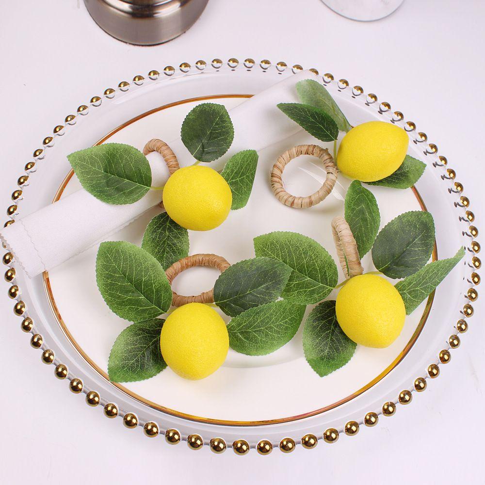 Lloyd Set 2 Vòng Giữ Khăn Ăn Hình Quả Chanh Sống Động Như Thật Trang Trí Bàn Mùa Hè