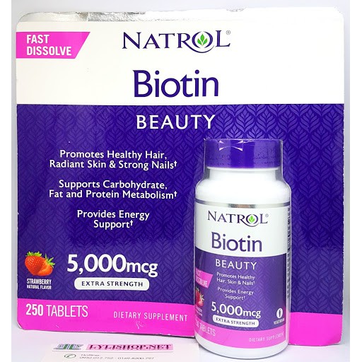 Viên ngậm NATROL BIOTIN BEAUTY FAST DISSOLVE 5000MCG MỸ (250 VIÊN)