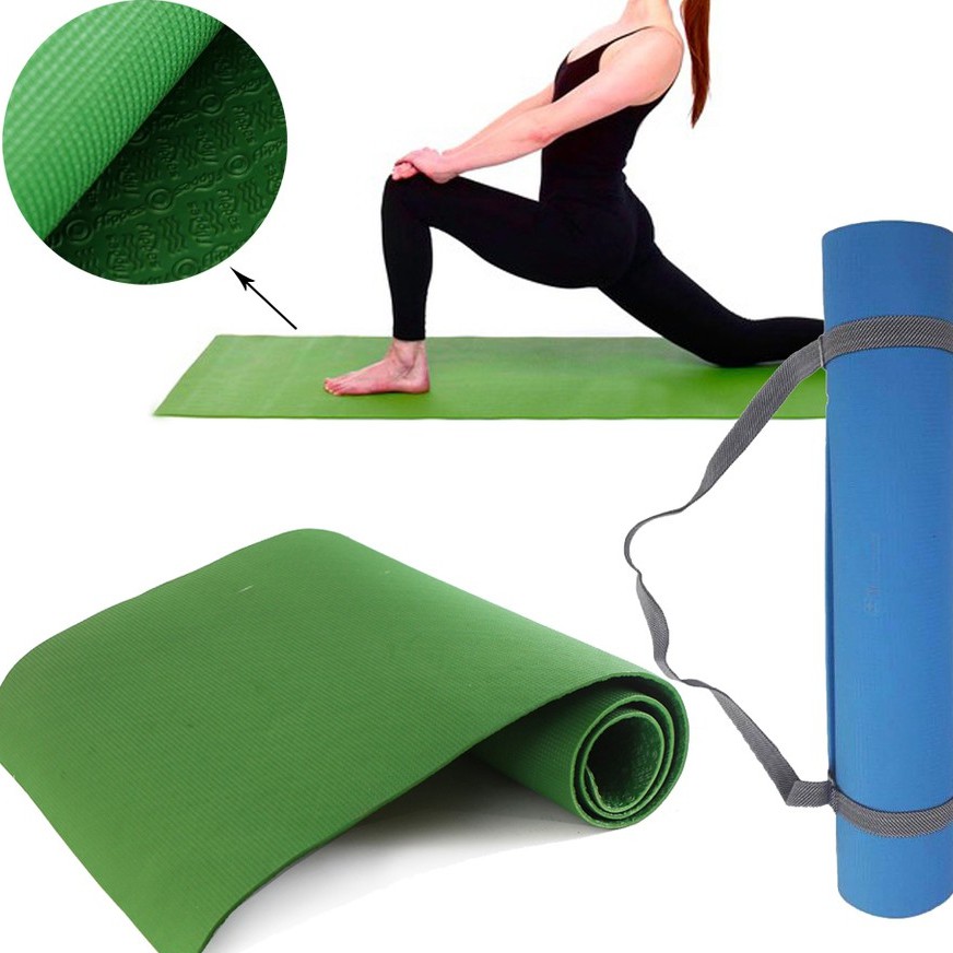 Thảm tập yoga mat gym thể dục TPE chống trơn trượt 2 lớp dày 6mm hàng cao cấp tặng kèm túi đựng