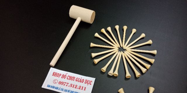 Set 50 đinh + búa gỗ cho bé rèn vận động tinh- Đồ chơi thực hành cuộc sống