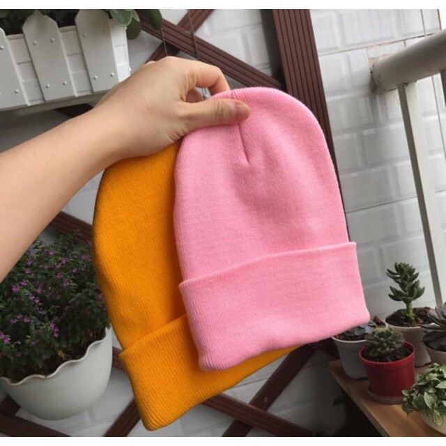 Mũ Len Beanie Loại Ngắn Ôm Sát Đầu, Nón Len Trơn Thủ Công Cao Cấp 21cm