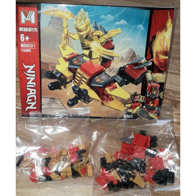 Lắp ráp 1 hộp LegoNinjaGo Robot 3013 có nhiều chi tiết bằng nhựa ABS