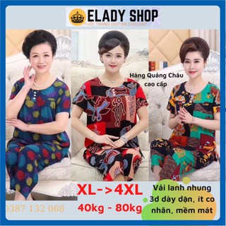 Bộ trung niên⚡GIÁ SỈ⚡Bộ quần áo cho mẹ,hàng QC vải lanh nhung 3d dày dặn, ít co nhăn, mềm mát, quần lửng lỡ ống sớ rộng