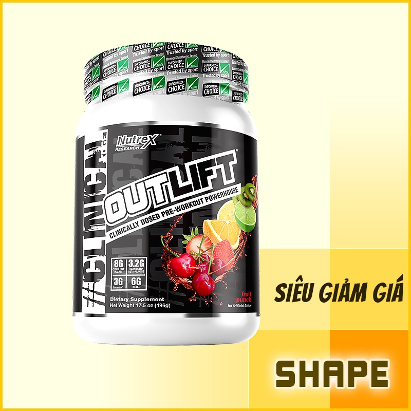 OUTLIFT 20 SERVINGS | Nutrex Outlift Pre-workout | Bổ Sung Sức Mạnh Tập Luyện [20 Lần Dùng] - Chính Hãng Tại Shape Store