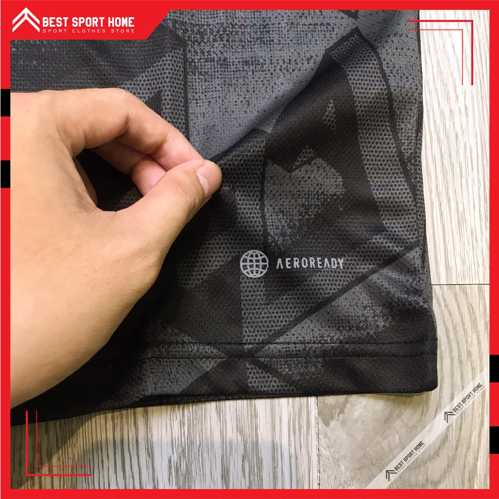 Set quần áo bóng đá Arsenal sân khách Logo thêu 2022/23 - Vải Climacool màu đen form Âu - In ấn tên số theo yêu cầu