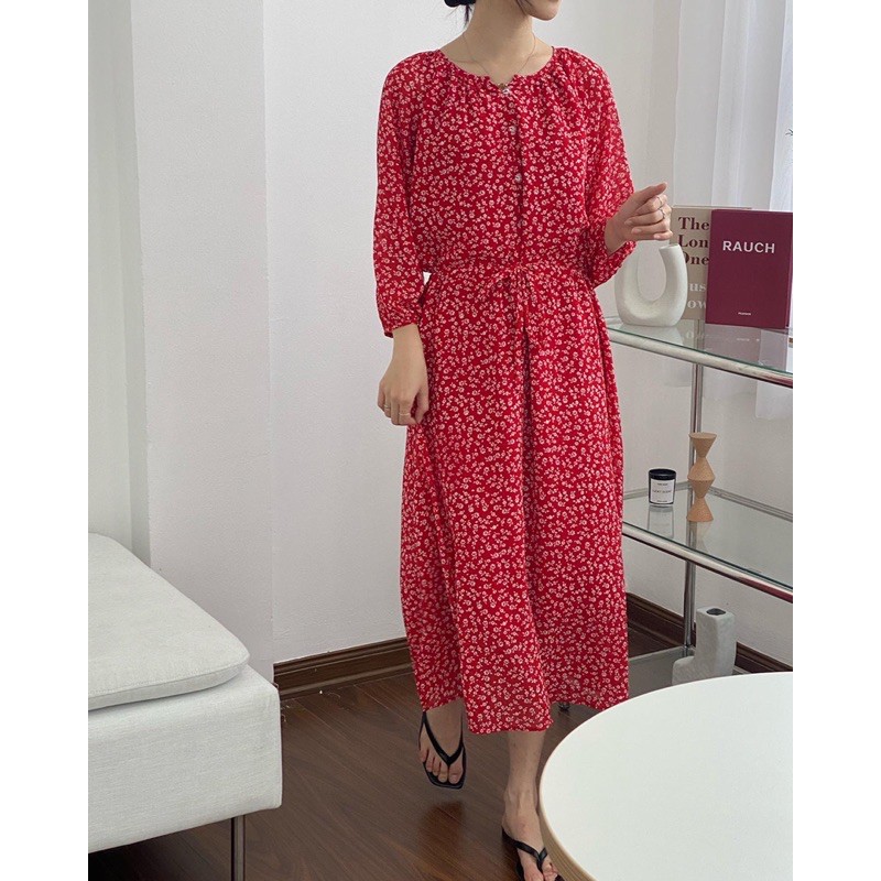 Doris Dress ( váy hoa nhí 2 màu xanh, đỏ)