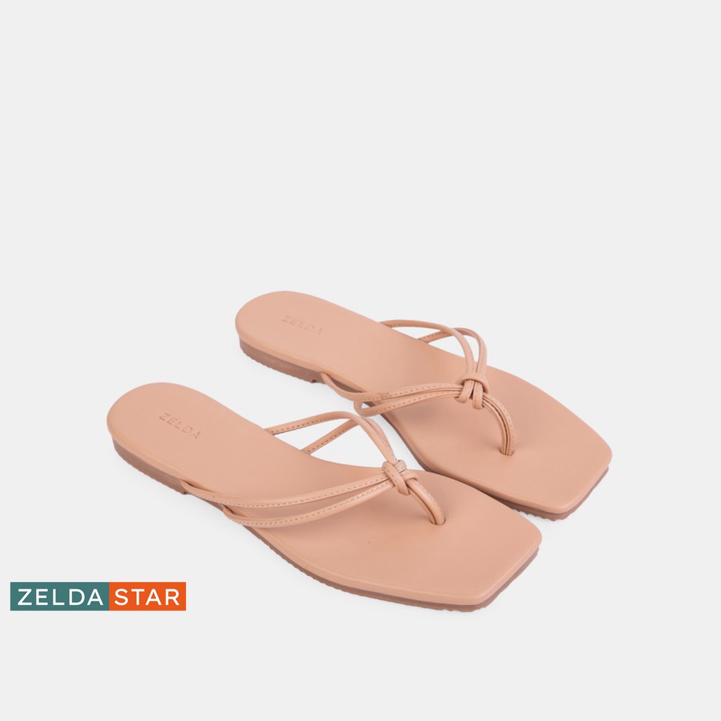 Dép xẹp nữ Zelda Star xỏ ngón quai thắt đế 1cm - DX0271020