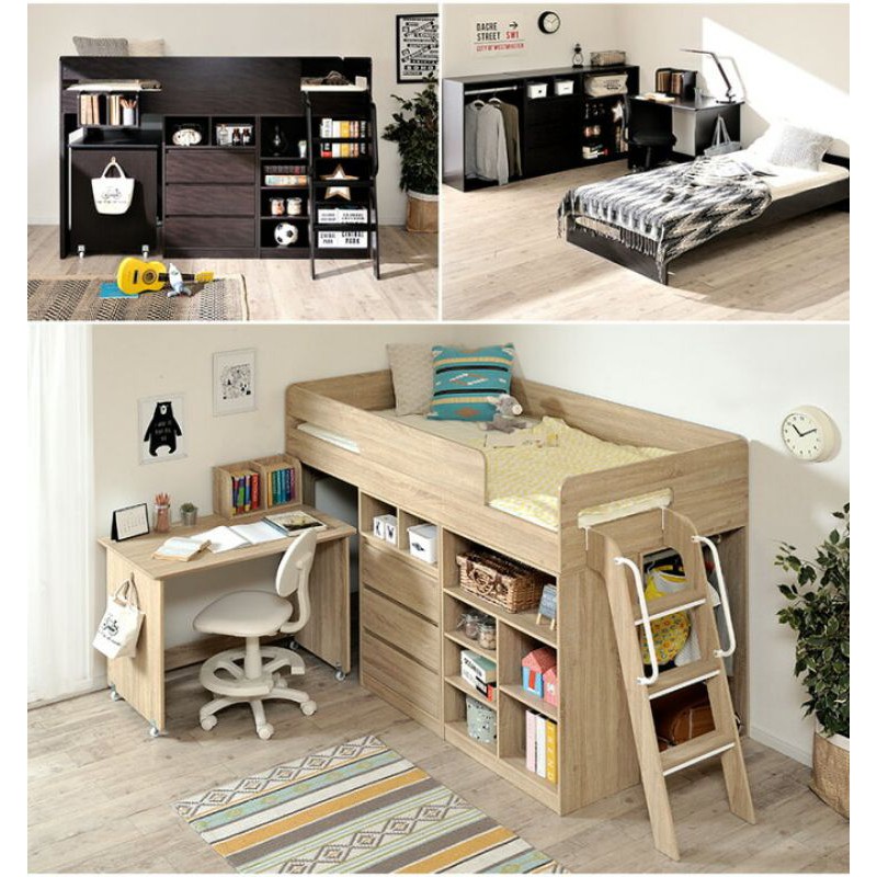 Bộ giường tầng đa năng kèm tủ áo và bàn học. lắp ghép đơn giản