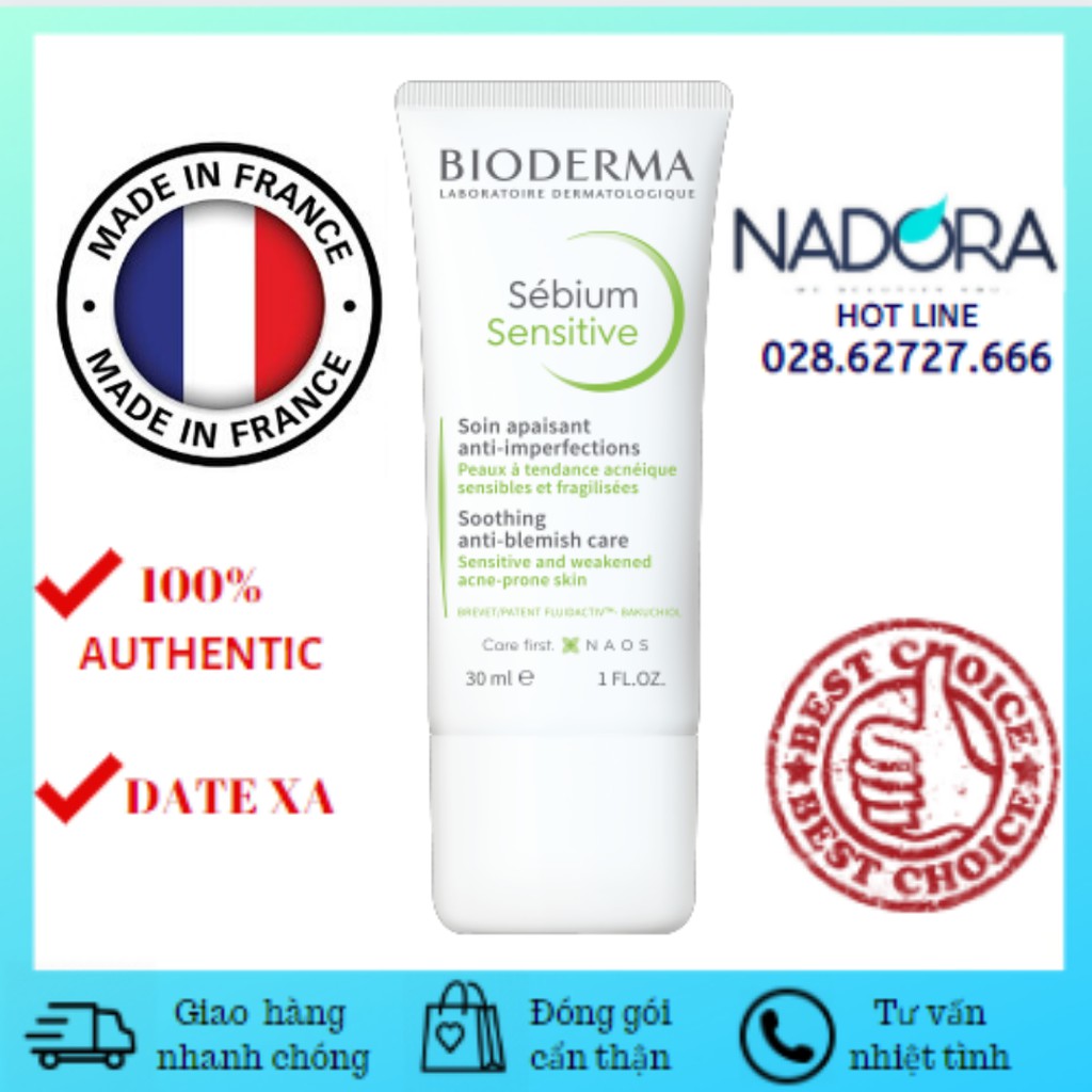 Kem Dưỡng Bioderma Sébium Sensitive Cho Da Mụn Nhạy Cảm 30ml