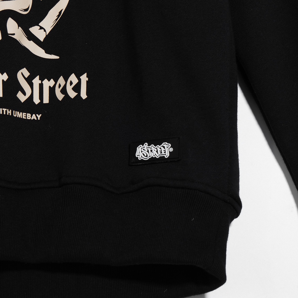 Áo sweater nỉ dài tay nam nữ in logo 4STREET, 100% cotton form oversize cổ tròn USW53