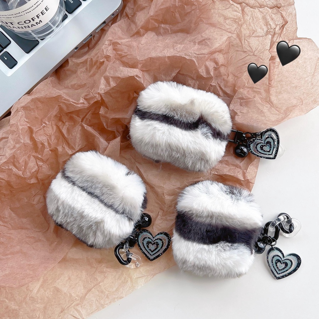 Vỏ Bảo Vệ Hộp Sạc Tai Nghe Bluetooth Không Dây AirPods 1 2 pro 3 2021 Bằng Tpu Mềm Chống Trượt Phối Lông Nhung Màu Trắng Đen Đơn Giản