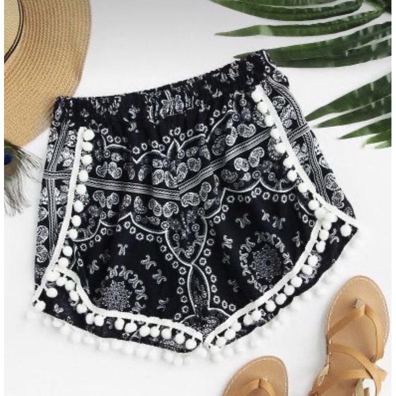 [size 2/50-60ky] Quần đùi 🩳 lanh đi biển viền ren tua rua