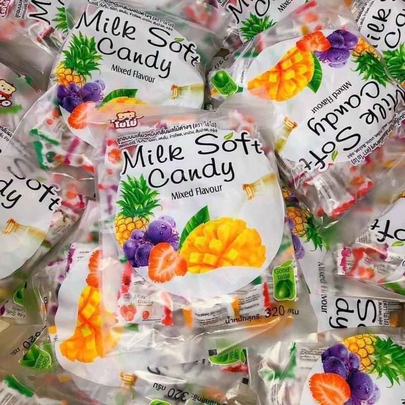 Kẹo Dẻo Trái Cây Milk Soft Candy túi 320gr mix đủ vị Thái Lan