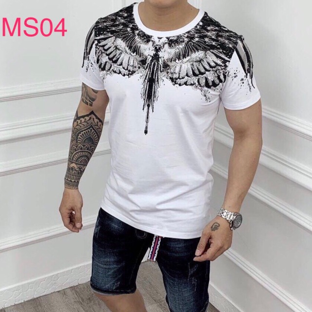Áo thun nam cổ tròn, đính hạt