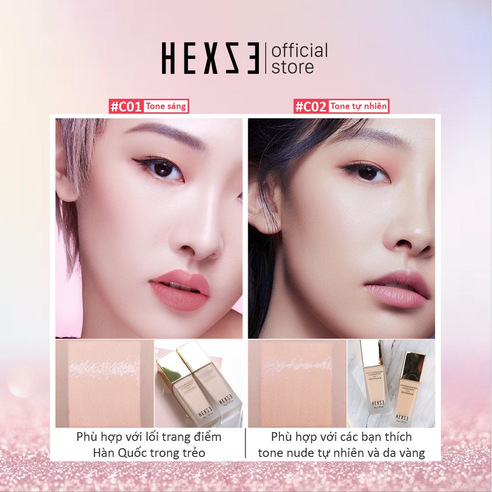 Kem nền HEXZE dạng lỏng có độ che phủ cao 2 tone màu phù hợp với mọi loại da | BigBuy360 - bigbuy360.vn