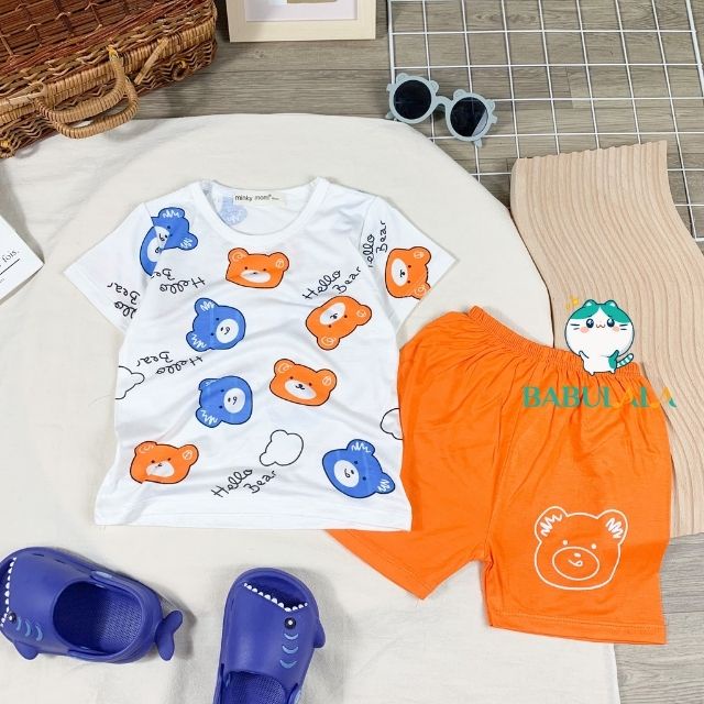 Đồ Bộ Minky Mom Cộc Tay Cho Bé Trai Bé Gái Vải Thun Lạnh-Set Bộ Tay Ngắn 1 2 3 4 5 6 Tuổi Babulala CT24