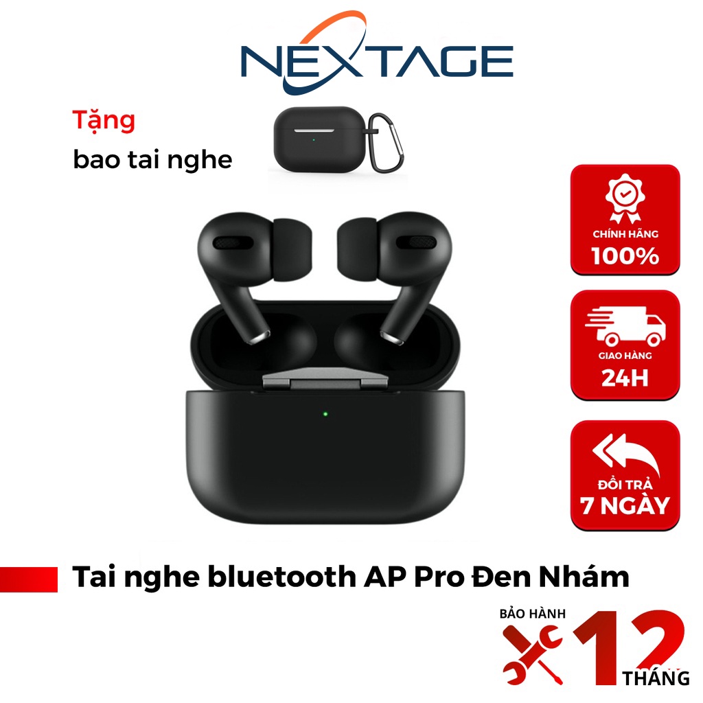 Tai Nghe Không Dây Bluetooth NEXTAGE AP Pro Đen Nhám - Định Vị - Đổi Tên - Sạc Không Dây
