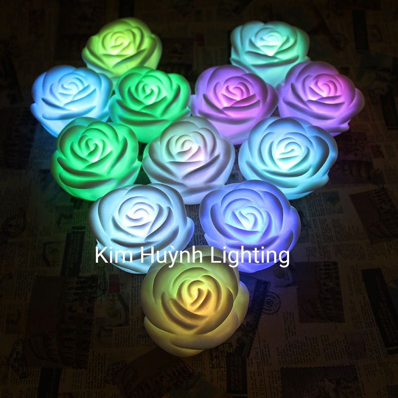 (Kèm pin LR44) Nến pin hoa sen đổi màu trang trí