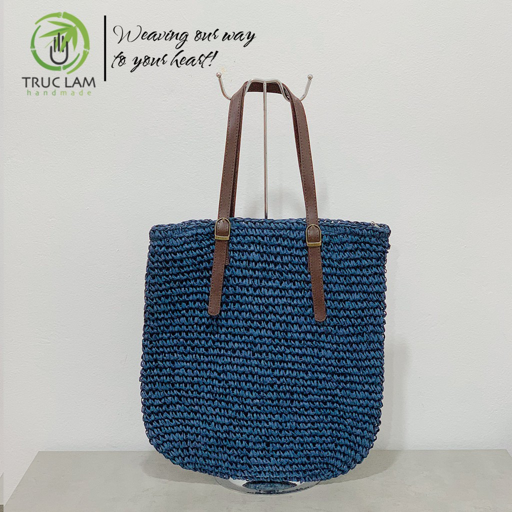 Túi Cói Tote Thời Trang Nữ Quai Da Mẫu Trơn – Trúc Lâm Handmade