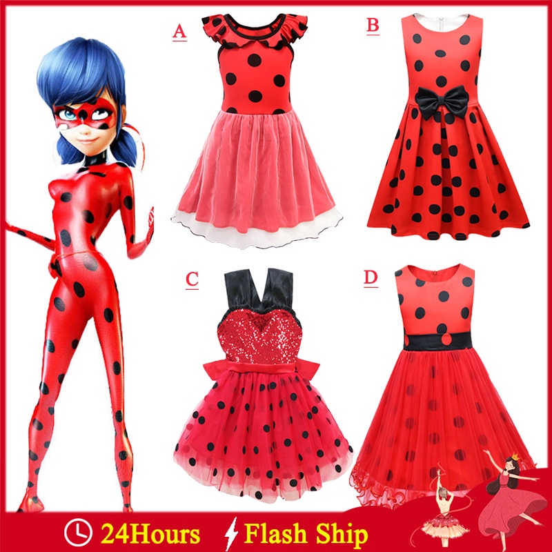 Đầm Xòe Tay Cánh Tiên In Họa Tiết Bọ Rùa Xinh Xắn Dành Cho Bé Gái