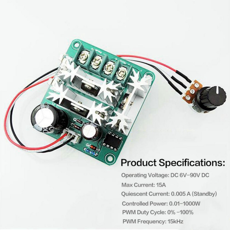 Công tắc điều khiển tốc độ động cơ DC 6-90V 15A PWM 1000W PLC