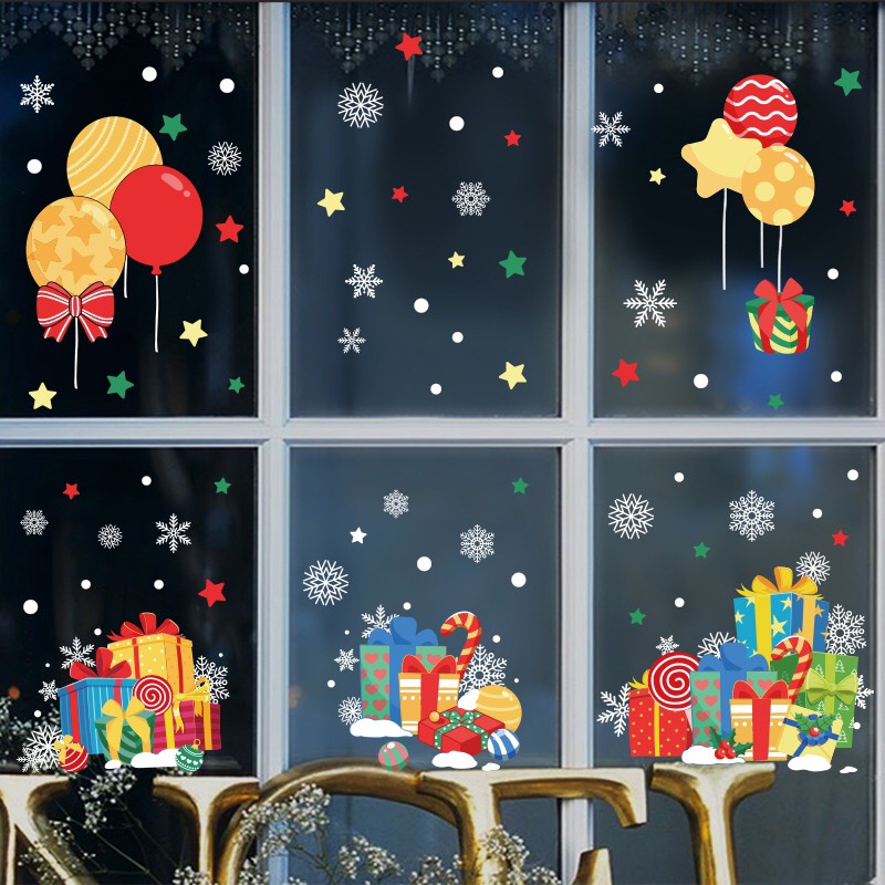 Decal dán tường Noel Hít Tĩnh Điện không Dơ Kính - Quà và bóng giáng sinh