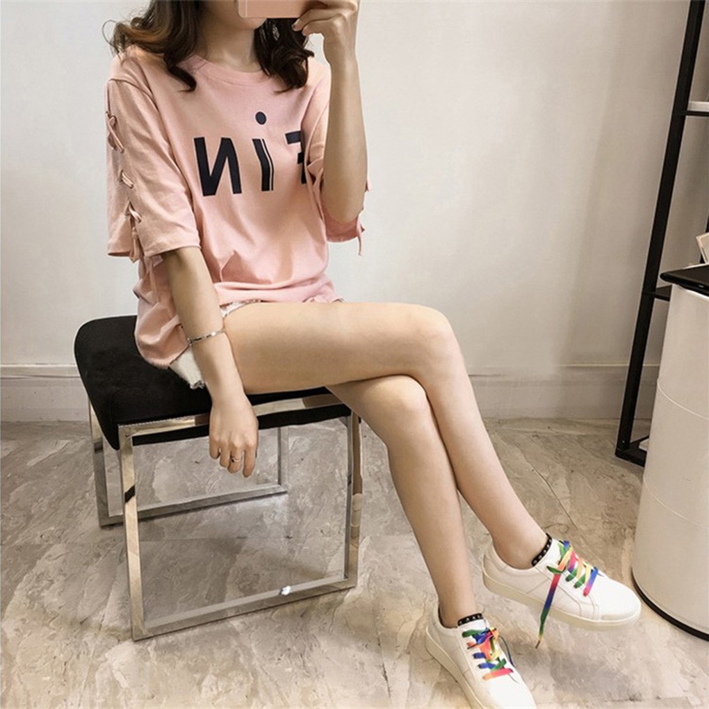 Áo tay lửng in chữ kiểu rộng thời trang nữ tính