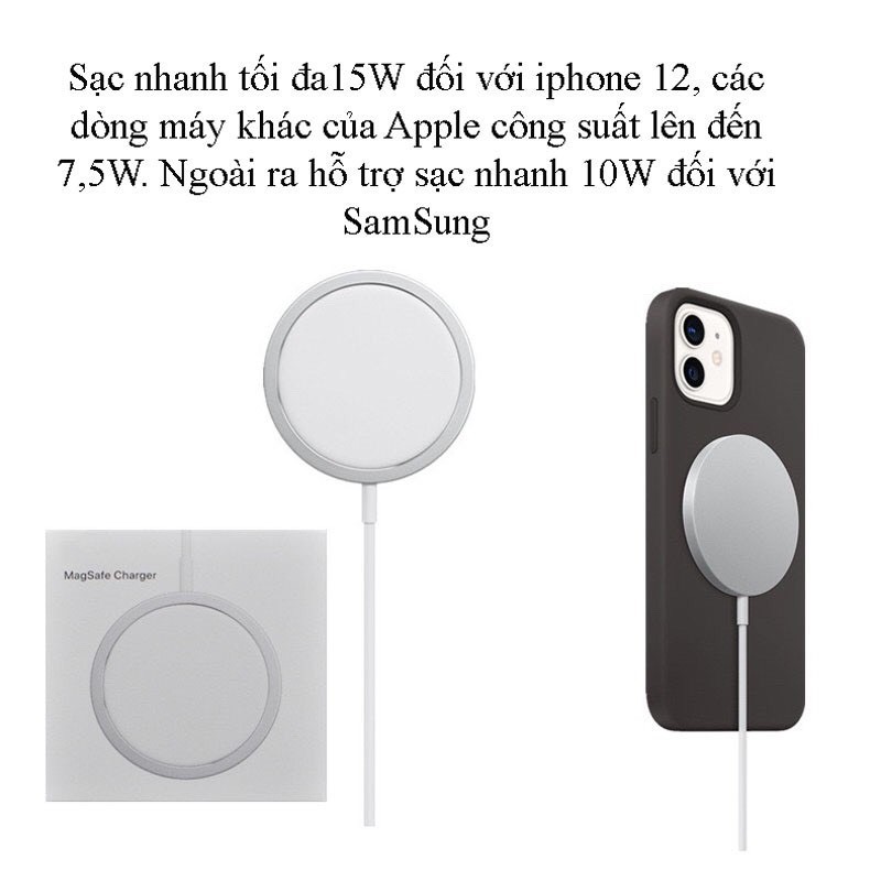 [SẠC NHANH] Đế Sạc Không Dây Apple MagSafe 15W Cho iPhone 12 Và Các Dòng Máy Hỗ Trợ Sạc Không Dây Chuẩn Qi