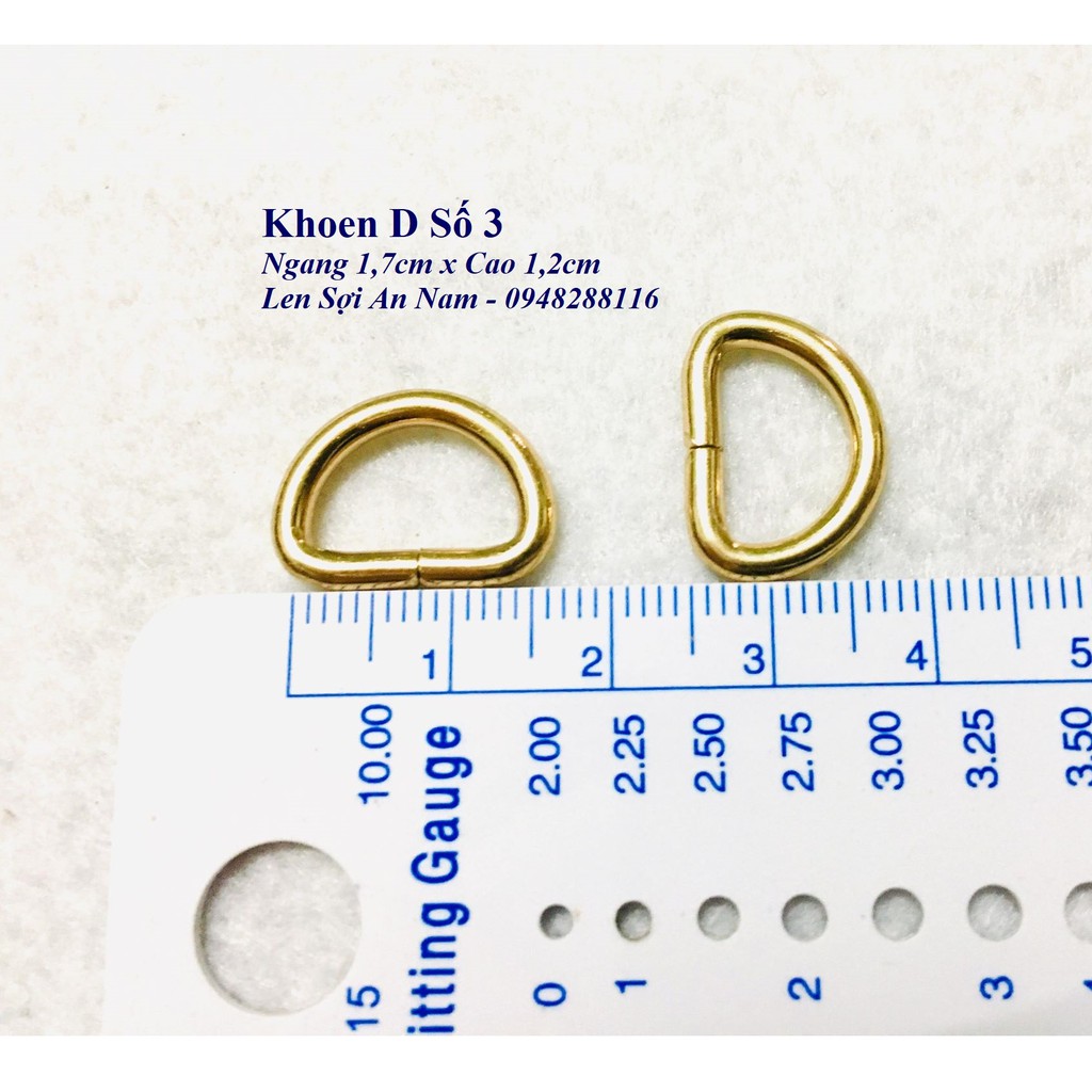 Khoen D Số 3 - Ngang 1,7cm x Cao 1,2cm - Phụ kiện túi ví - Phụ kiện thủ công handmade