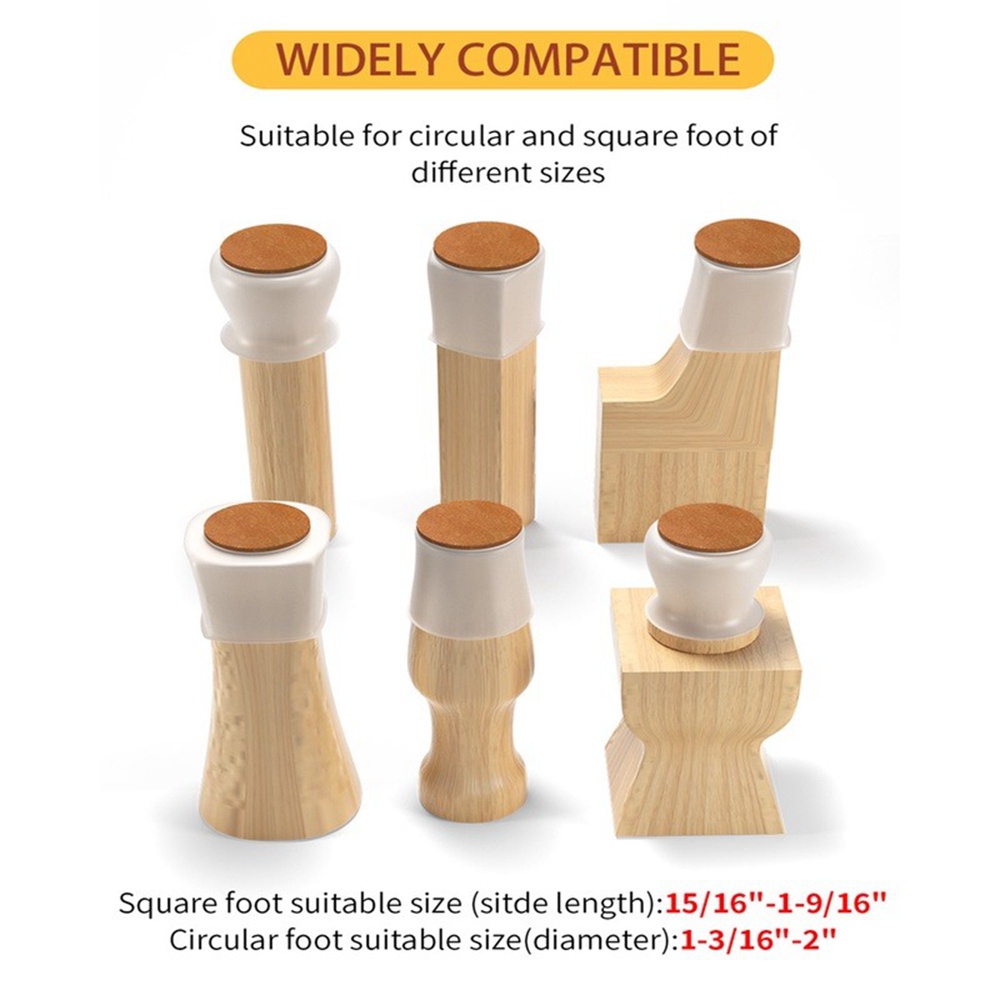 Set 24 Vỏ Bọc Chân Ghế Hình Chữ Nhật Bằng Silicone Chống Trượt Tiện Dụng