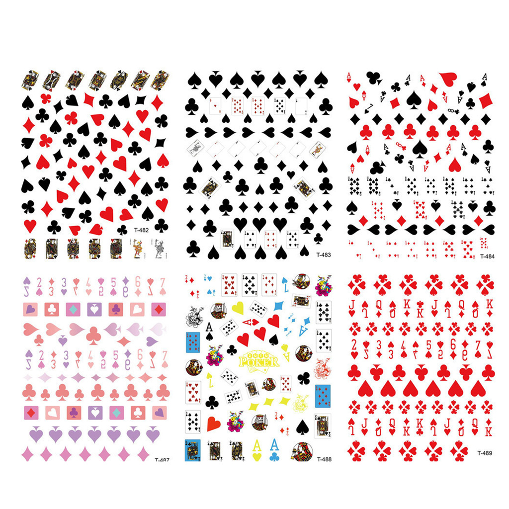 [Hàng mới về] Set 10 sticker dán móng tay trang trí nghệ thuật họa tiết bài Poker độc đáo sành điệu